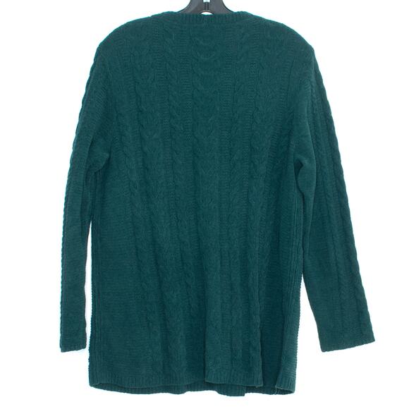 J Jill Sweater Cable Knit Oversize Fisherman Cottage Minimalist Green Medium - Picture 2 of 2